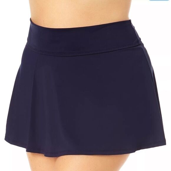 Anne Cole Women's Plus Size Color Rock Skirt Swim Bottom in Blue Size 20W Navy - Picture 4 of 11